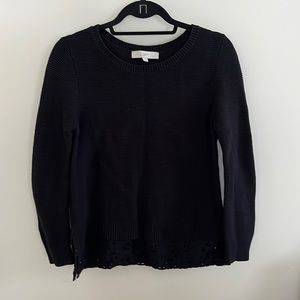 LOFT Black Twofer Sweater - 100% Cotton